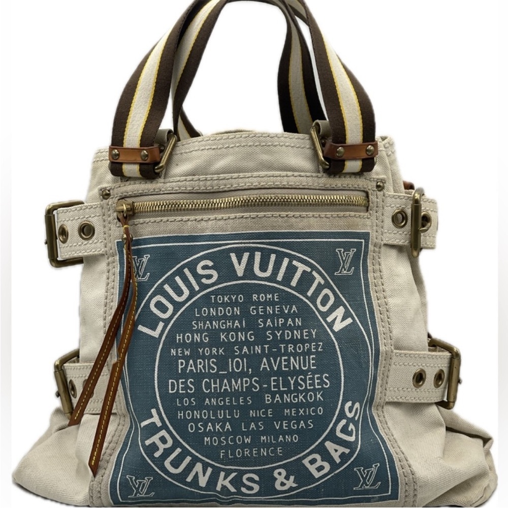 Louis Vuitton Globe Shopper Cruise Tote Bag Canvas Blue